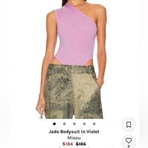 Miaou jade bodysuit in violet 
From revolve